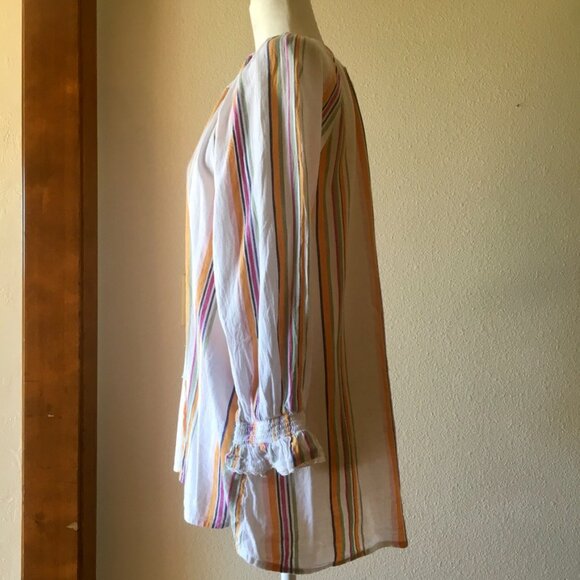 Caffe Marrakesh Colorful Vertical Stripe Top with Tassels Size L Cotton - Picture 12 of 13